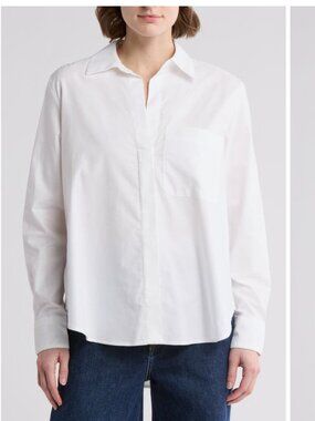French Connection Oxford White Boyfriend Button Sz Small
